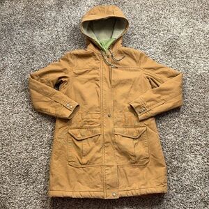Patagonia Prairie Dawn Parka Insulated Sherpa Lined Medium Saddle Tan Jacket